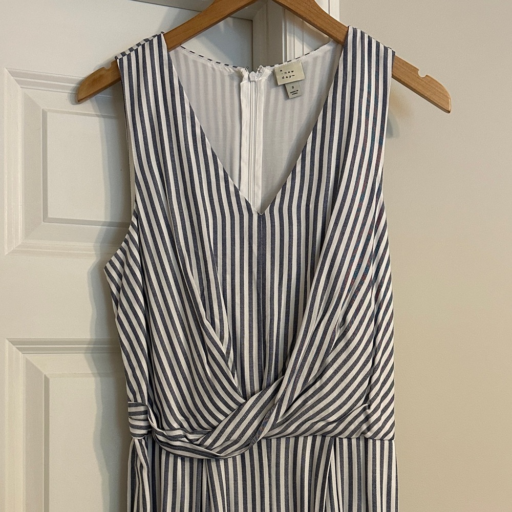 a new day Navy and White Striped Jumpsuit